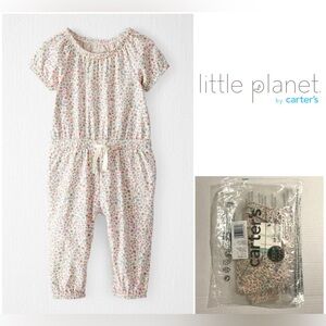 🆕CARTER’S LITTLE PLANET - NB - NWT - INFANT GIRLS FLORAL JUMPSUIT